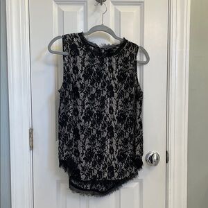 Who What Wear Black and Cream Sleeveless Blouse
